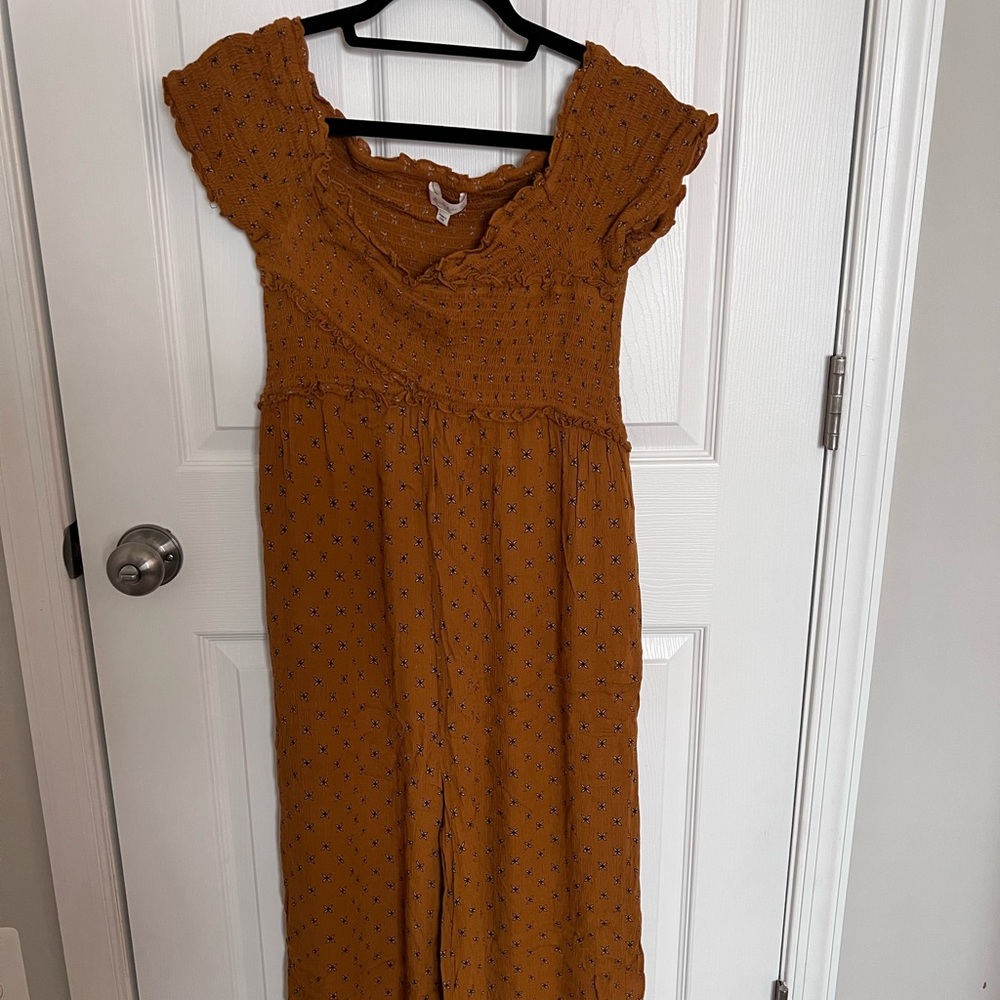 Altar’d State Burnt Orange Off the Shoulder Jumpsuit